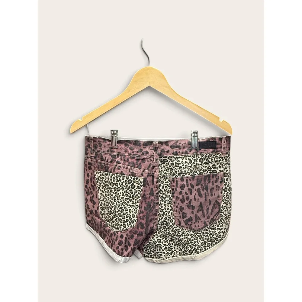 Umgee Denim Women Animal Print Colorblock Shorts Pink Purple Leopard Cheetah 7